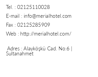Merial Hotel iletiim bilgileri